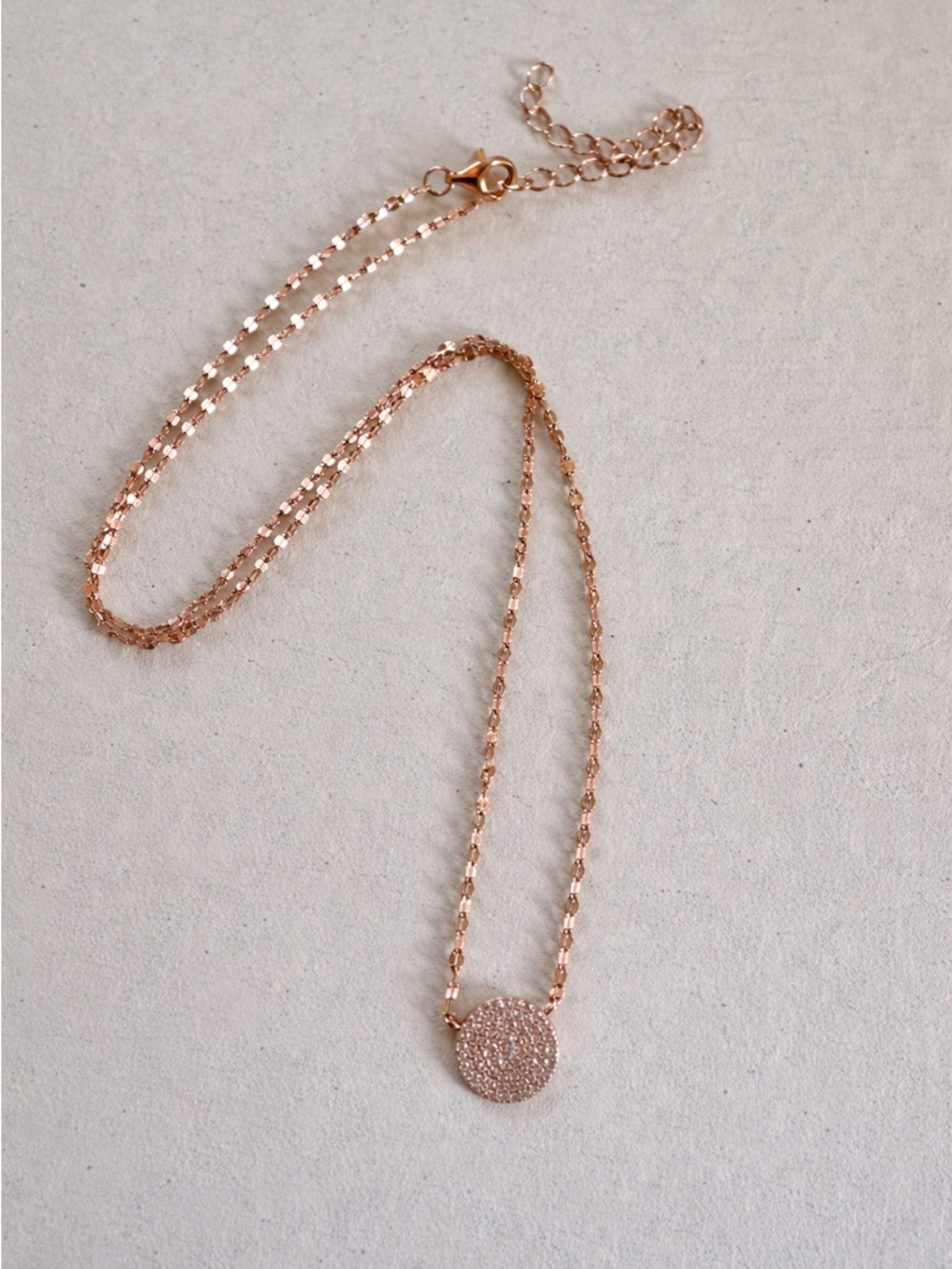 Delicate Rose Gold Pave Disc Necklace for Women